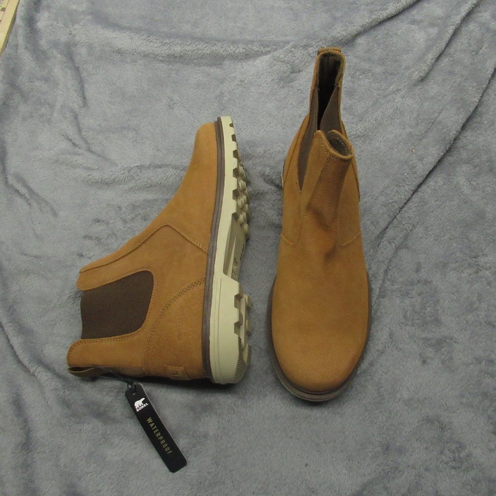 Sorel Men Boots 8 Brown Waterproof Carson Chelsea Suede Rugged Heel Daily Rain